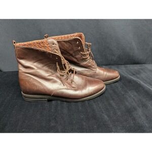 Canada North Brown Leather Boots Ankle Booties 9M Tweed Lining Made in Canada